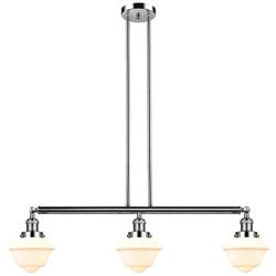 Oxford 40"W 3 Light Polished Nickel Stem Hung Island Light w/ White Sh