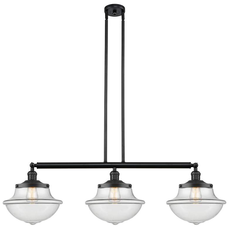 Image 1 Oxford 42" Wide Matte Black and Clear Glass Island Pendant