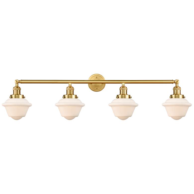 Image 1 Oxford 46" Wide 4 Light Satin Gold Bath Vanity Light w/ Matte White Sh