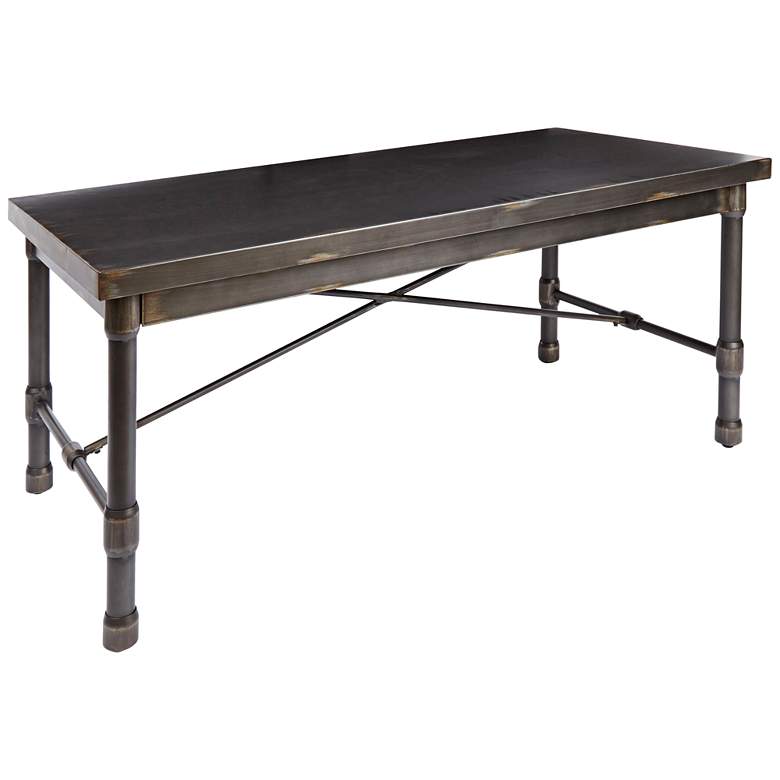 Image 1 Oxford 48 inch Wide Bronze Pewter Industrial Metal Coffee Table