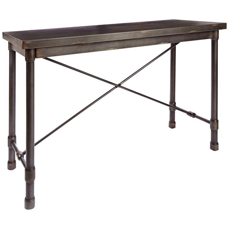 Image 1 Oxford 48 inch Wide Bronze Pewter Industrial Metal Console Table