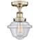 Oxford 6.5" Wide Antique Brass Semi.Flush Mount With Seedy Glass Shade