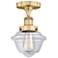Oxford 6.5" Wide Brushed Brass Semi.Flush Mount With Clear Glass Shade