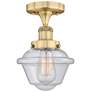 Oxford 6.5" Wide Brushed Brass Semi.Flush Mount With Seedy Glass Shade