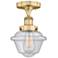 Oxford 6.5" Wide Brushed Brass Semi.Flush Mount With Seedy Glass Shade