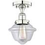 Oxford 6.5" Wide Polished Nickel Semi.Flush Mount With Clear Glass Sha