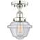Oxford 6.5" Wide Polished Nickel Semi.Flush Mount With Seedy Glass Sha