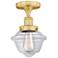 Oxford 6.5" Wide Satin Gold Semi.Flush Mount With Clear Glass Shade