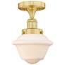 Oxford 6.5" Wide Satin Gold Semi.Flush Mount With Matte White Glass Sh