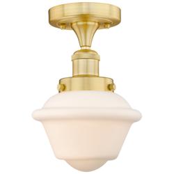 Oxford 6.5" Wide Satin Gold Semi.Flush Mount With Matte White Glass Sh
