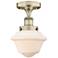 Oxford 6.5"W Antique Brass Semi.Flush Mount With Matte White Glass Sha