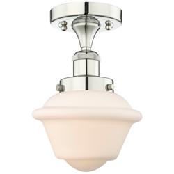 Oxford 6.5&quot;W Polished Nickel Semi.Flush Mount With Matte White Glass S
