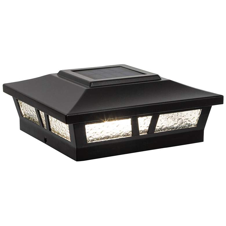 Image 2 Oxford 6" Square Black Aluminum Outdoor LED Solar Powered Post Cap