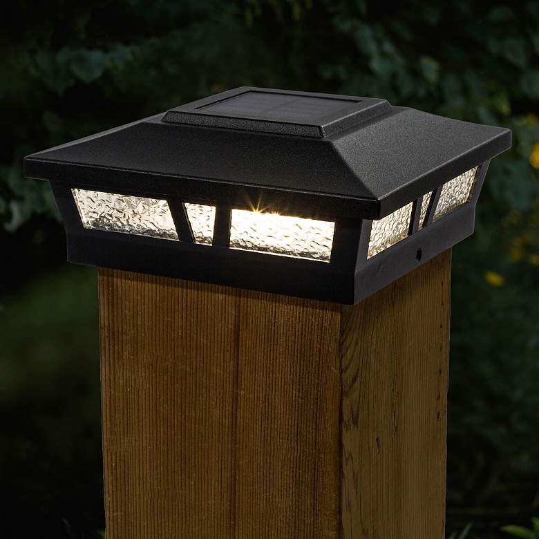 Image 1 Oxford 6"x6" Black Aluminum Outdoor LED Solar Post Cap