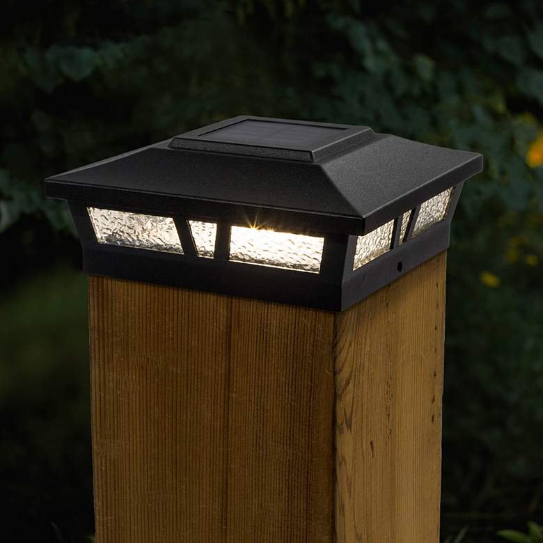 Image 3 Oxford 6"x6" Black Aluminum Outdoor LED Solar Post Cap more views