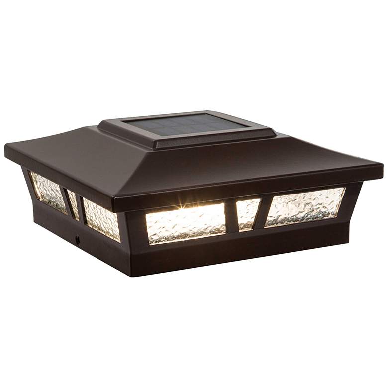 Image 2 Oxford 6 inchx6 inch Brown Aluminum Outdoor LED Solar Post Cap