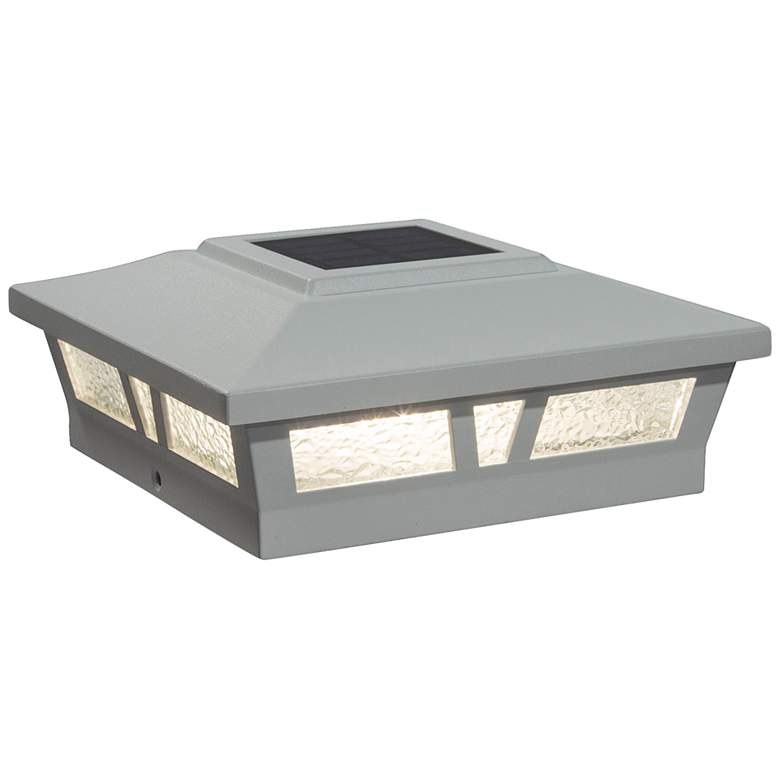 Image 2 Oxford 6"x6" White Aluminum Outdoor LED Solar Post Cap