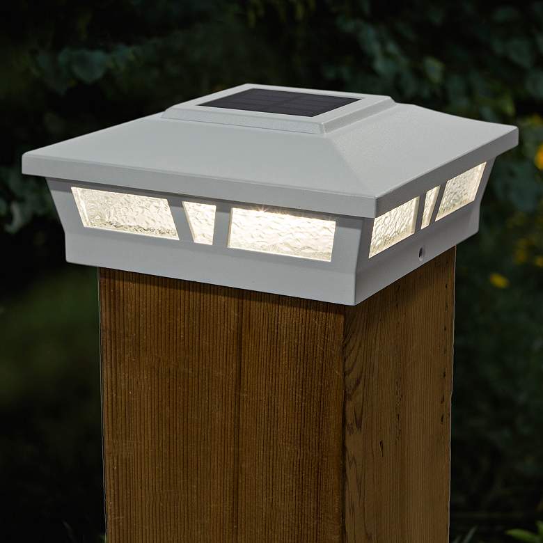 Image 1 Oxford 6 inchx6 inch White Aluminum Outdoor LED Solar Post Cap