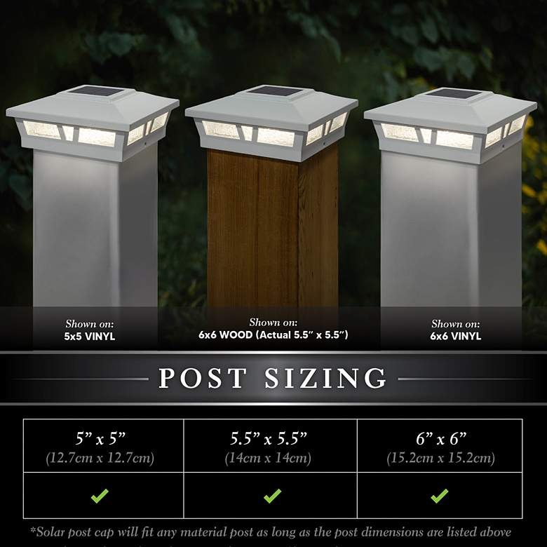 Image 4 Oxford 6 inchx6 inch White Aluminum Outdoor LED Solar Post Cap more views