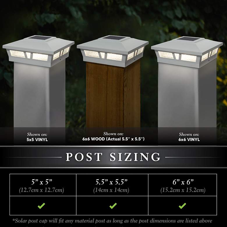 Image 4 Oxford 6"x6" White Aluminum Outdoor LED Solar Post Cap more views