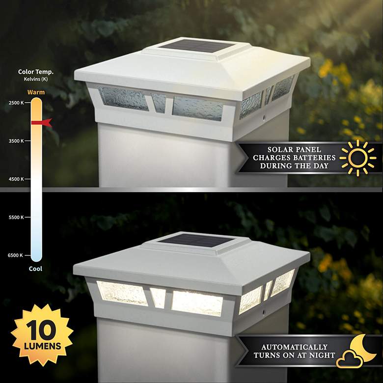 Image 5 Oxford 6"x6" White Aluminum Outdoor LED Solar Post Cap more views
