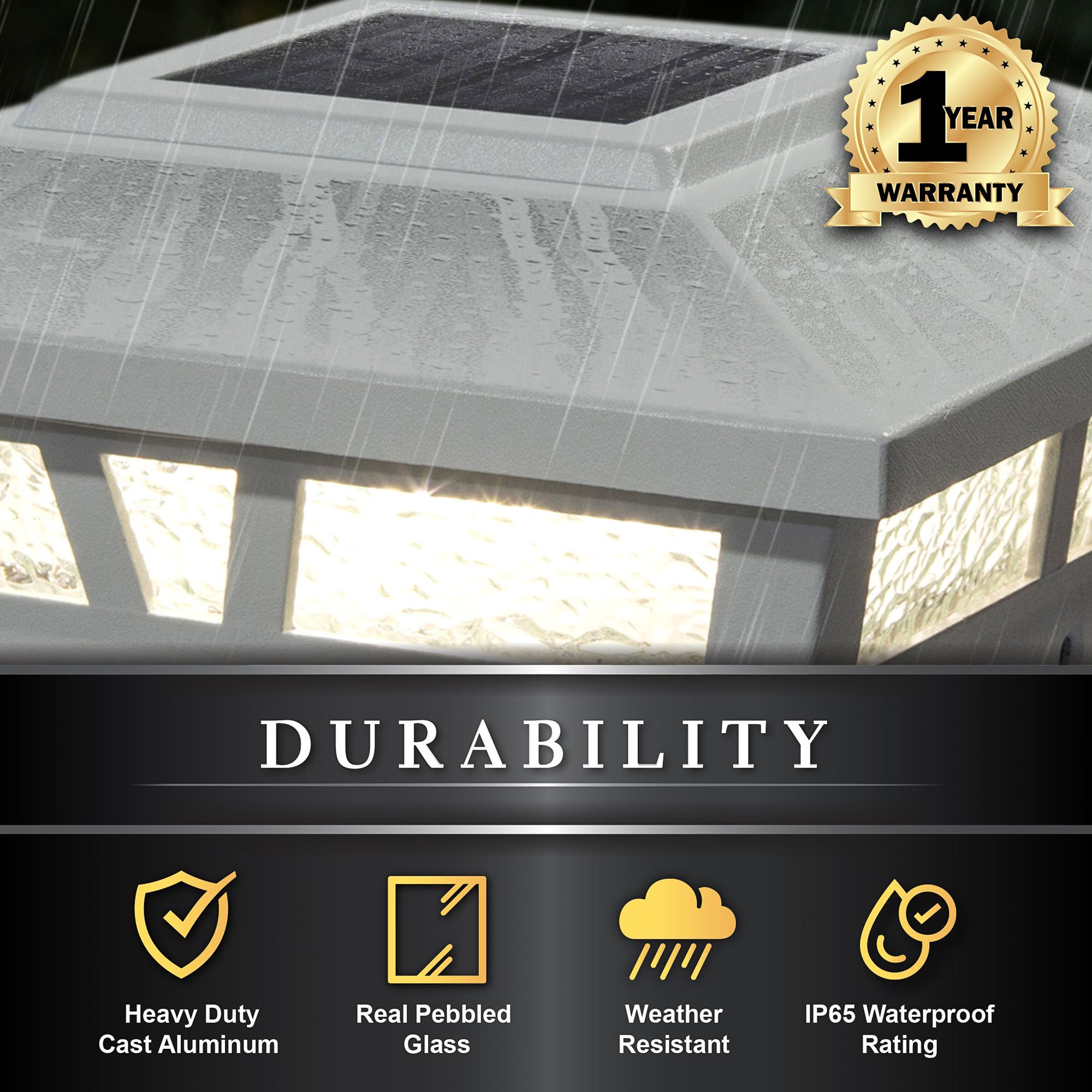 Watch A Video About the Oxford White Aluminum Outdoor LED Solar Post Cap