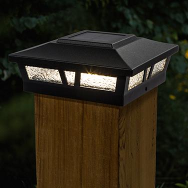 Oxford 6" Square Black Aluminum Outdoor LED Solar Powered Post Cap