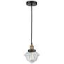 Oxford 7.25" Wide Black Brass Corded Mini Pendant With Clear Shade