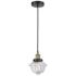 Oxford 7.25" Wide Black Brass Corded Mini Pendant With Clear Shade