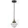 Oxford 7.25" Wide Black Brass Corded Mini Pendant With Seedy Shade