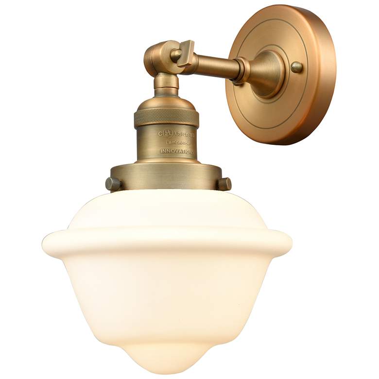 Image 1 Oxford 7.5" 8" LED Sconce - Brass Finish - Matte White Shade