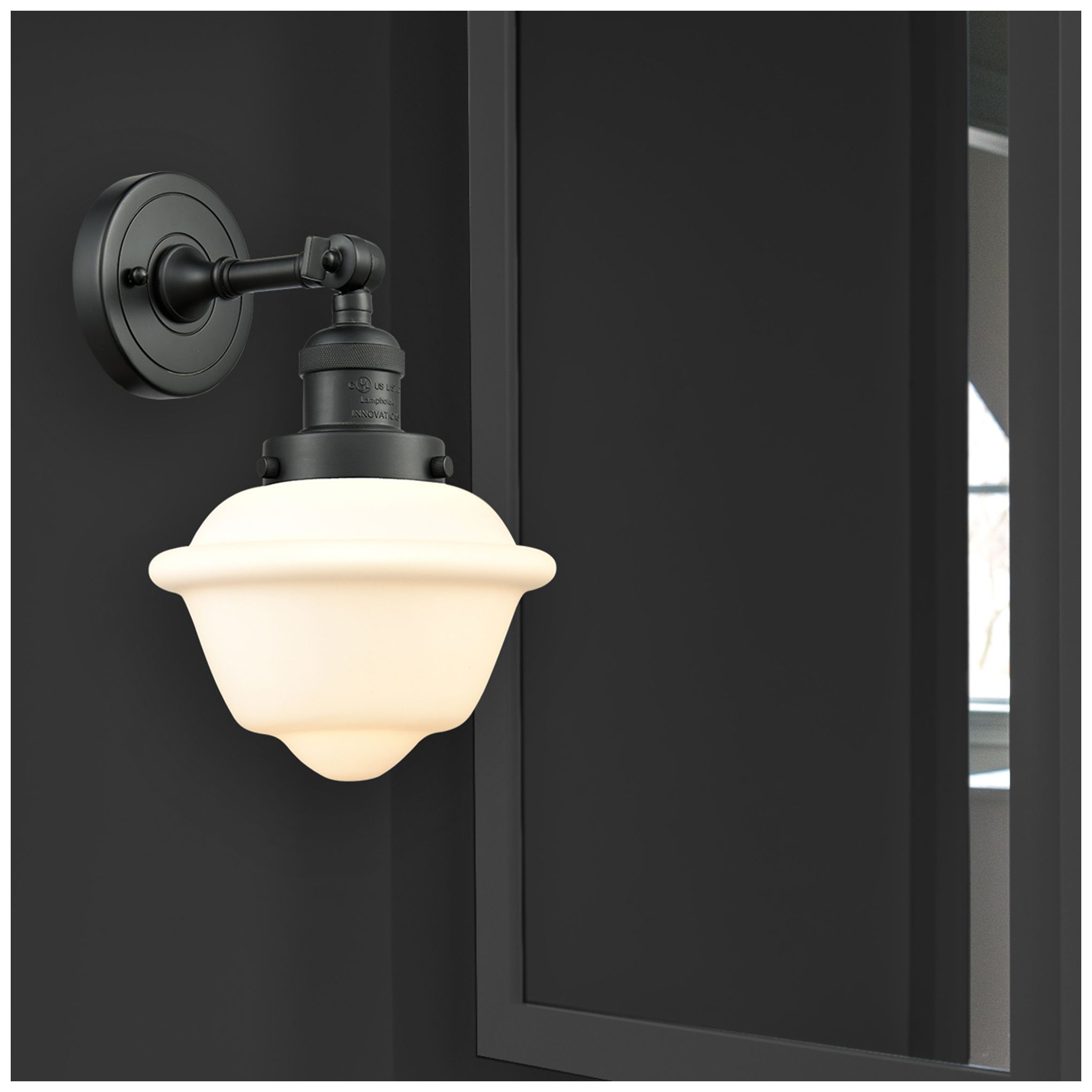 Image 6 Oxford 7.5" 8" LED Sconce - Matte Black Finish - Matte White Shad more views