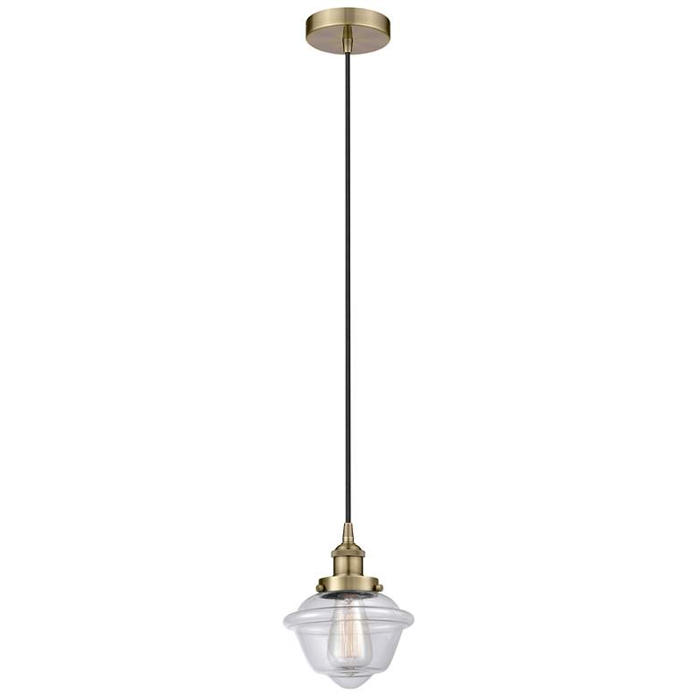 Image 1 Oxford 7.5" Antique Brass Mini Pendant w/ Clear Shade