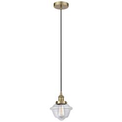 Oxford 7.5" Antique Brass Mini Pendant w/ Clear Shade