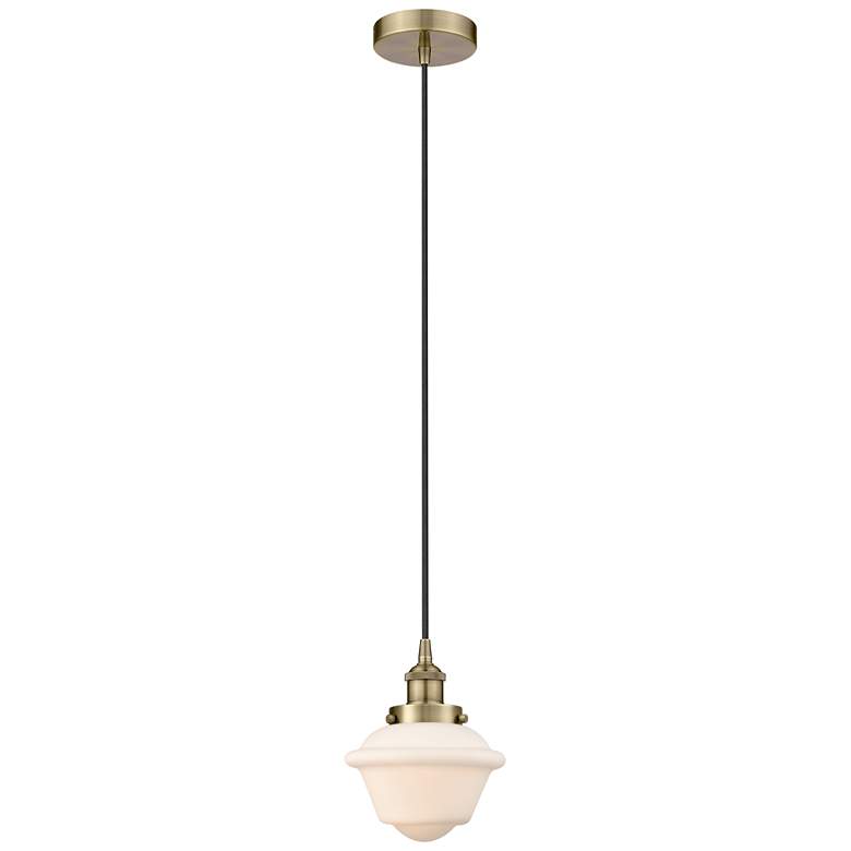 Image 1 Oxford 7.5" Antique Brass Mini Pendant w/ Matte White Shade