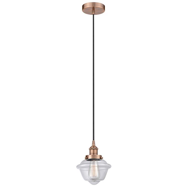 Image 1 Oxford 7.5" Antique Copper Mini Pendant w/ Clear Shade