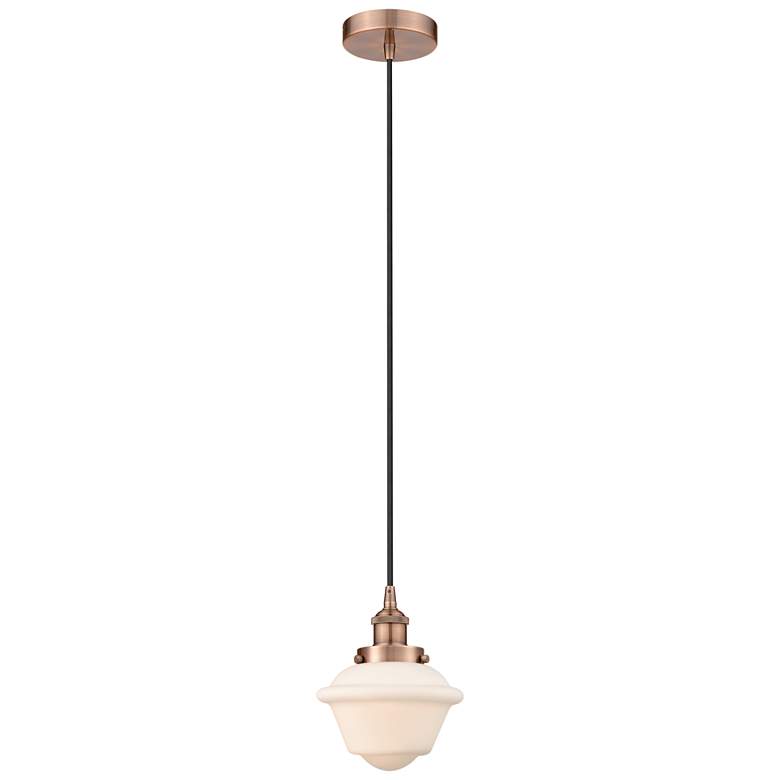 Image 1 Oxford 7.5" Antique Copper Mini Pendant w/ Matte White Shade