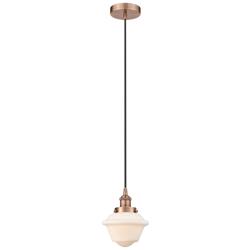 Oxford 7.5" Antique Copper Mini Pendant w/ Matte White Shade