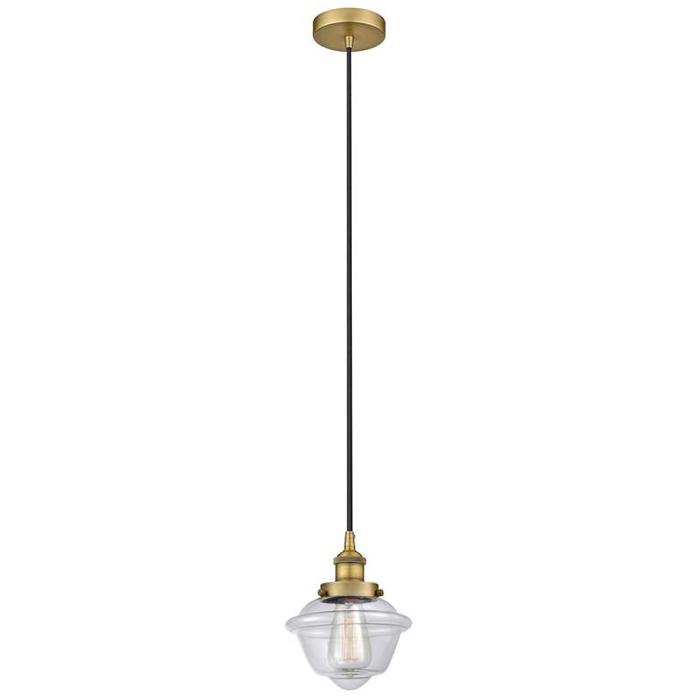 Image 1 Oxford 7.5" Brushed Brass Mini Pendant w/ Clear Shade