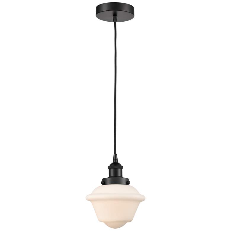 Image 1 Oxford 7.5" Matte Black Mini Pendant w/ Matte White Shade