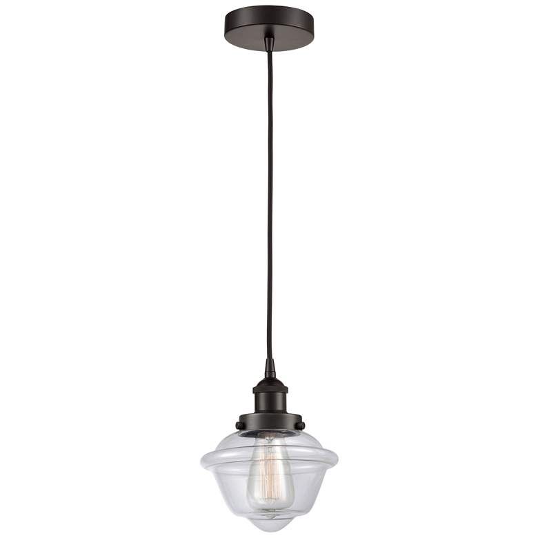 Image 1 Oxford 7.5" Oil Rubbed Bronze Mini Pendant w/ Clear Shade
