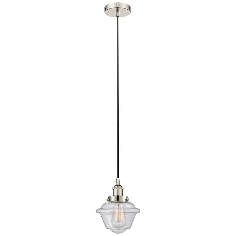 Image 1 Oxford 7.5" Polished Nickel Mini Pendant w/ Seedy Shade