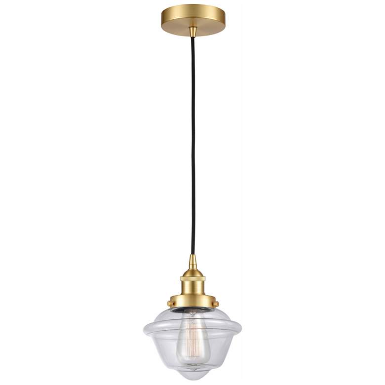 Image 1 Oxford 7.5" Satin Gold Mini Pendant w/ Clear Shade