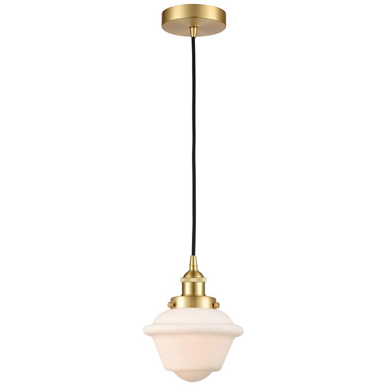 Image 1 Oxford 7.5" Satin Gold Mini Pendant w/ Matte White Shade