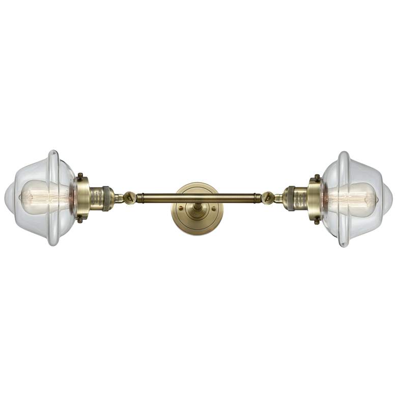 Image 1 Oxford 7.5" Wide 2 Light Antique Brass Bath Vanity Light w/ Clear Shad