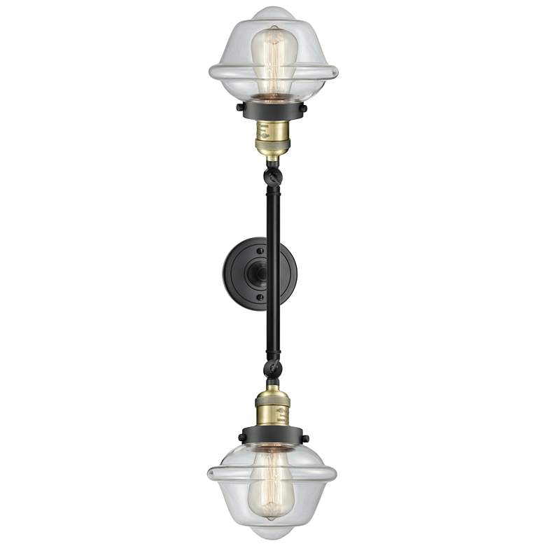 Image 1 Oxford 7.5" Wide 2 Light Black Brass Bath Vanity Light w/ Clear Shade