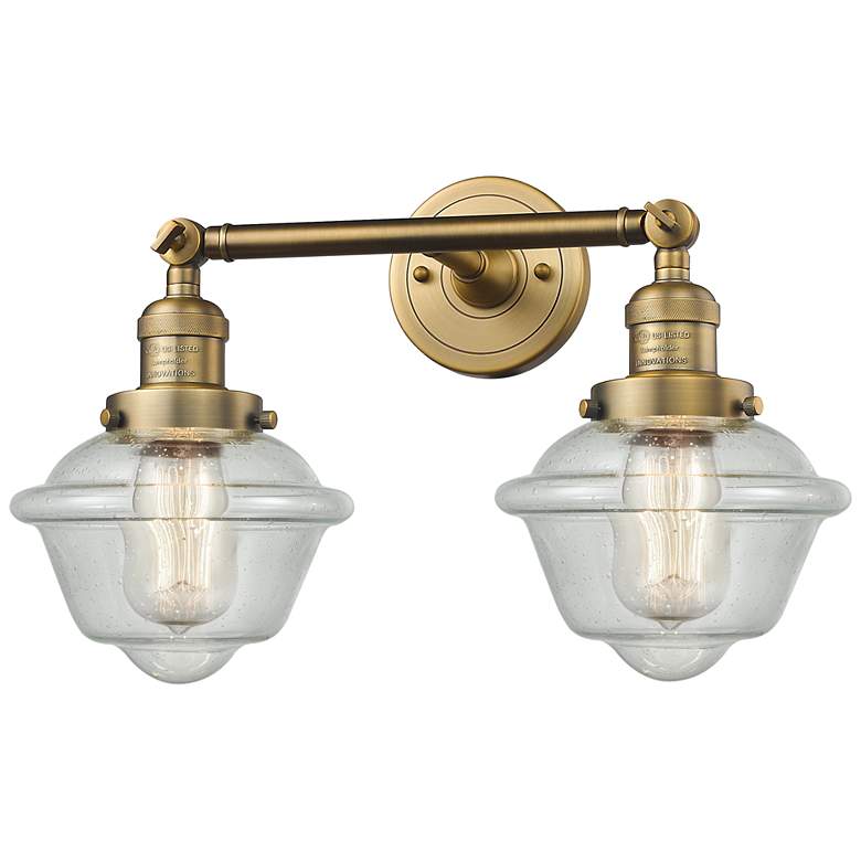 Image 1 Oxford 7.5" Wide 2 Light Brushed Brass Bath Vanity Light w/ Seedy Shad