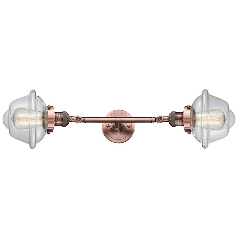 Image 1 Oxford 7.5" Wide 2 Light Copper Bath Vanity Light w/ Clear Shade