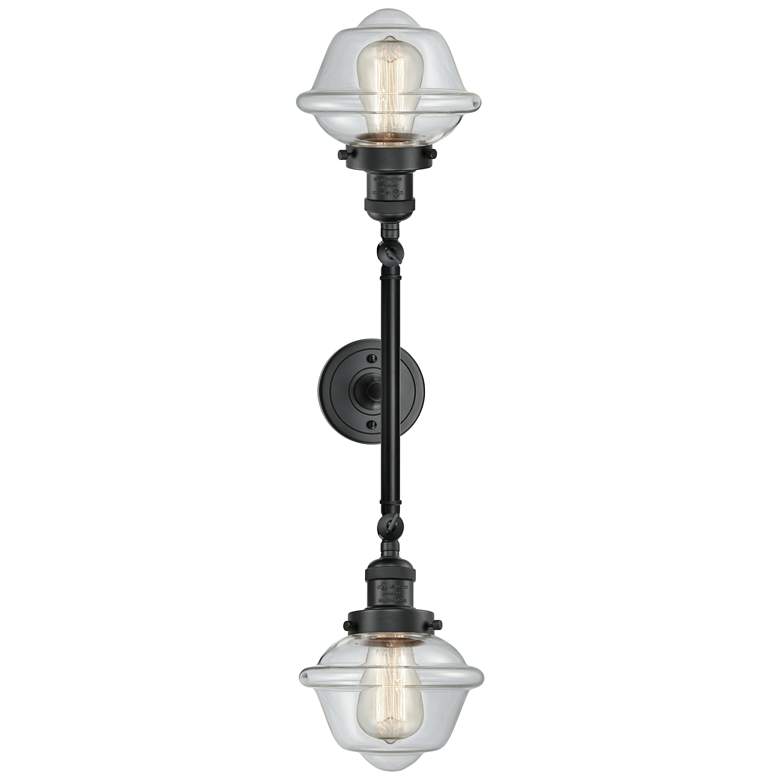 Image 1 Oxford 7.5" Wide 2 Light Matte Black Bath Vanity Light w/ Clear Shade