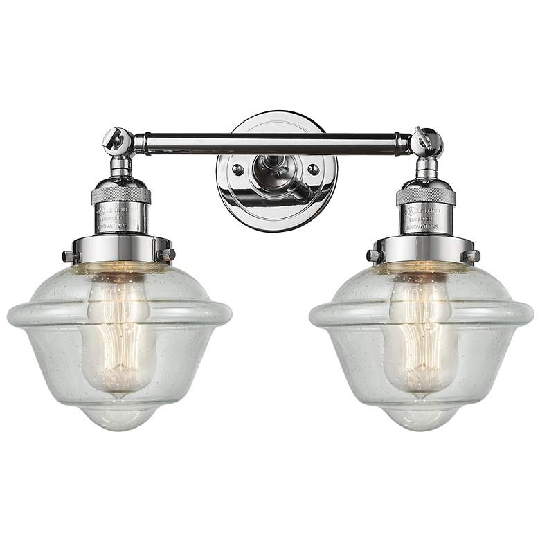 Image 1 Oxford 7.5" Wide 2 Light Polished Chrome Bath Vanity Light w/ Seedy Sh